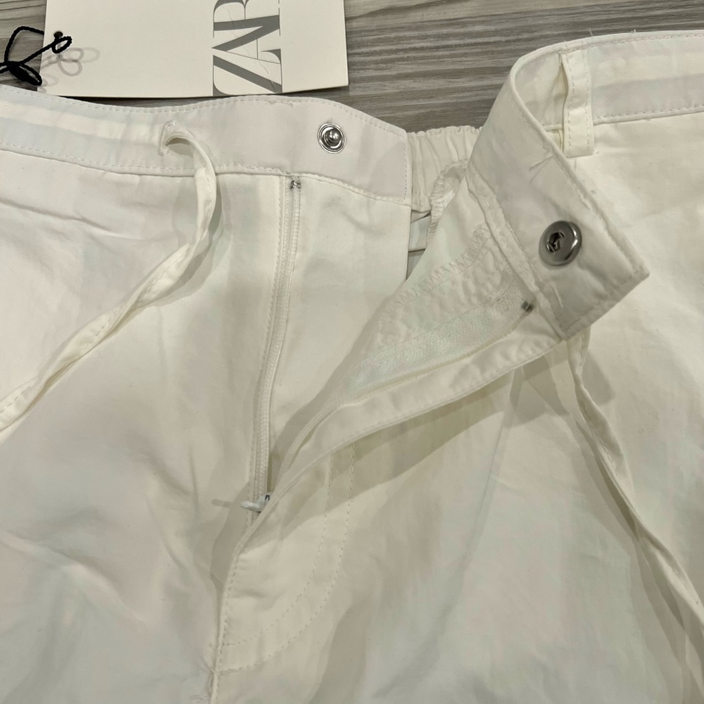 ZARA NWT white lightweight women’s pants. Size small. Adjustable side ties - Picture 5 of 8